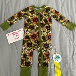 Sunflower Patterned Kids Footie